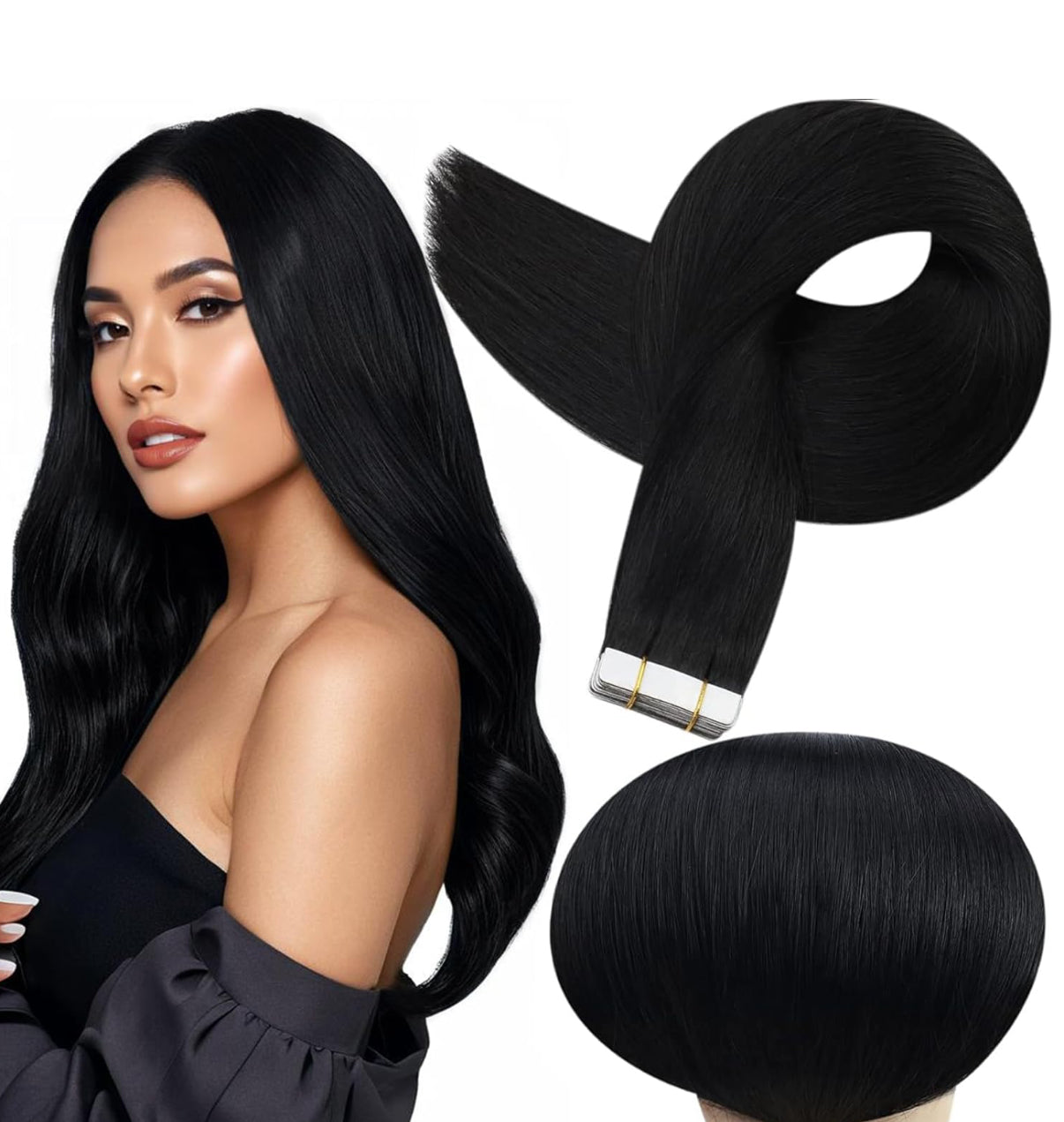 Extensiónes de Tape Negra #1 Paquete 50 gramos (1)